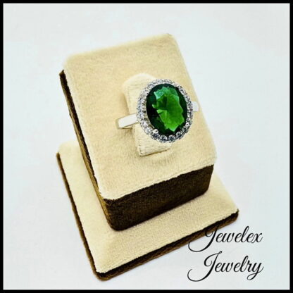 Emerald zircon ring