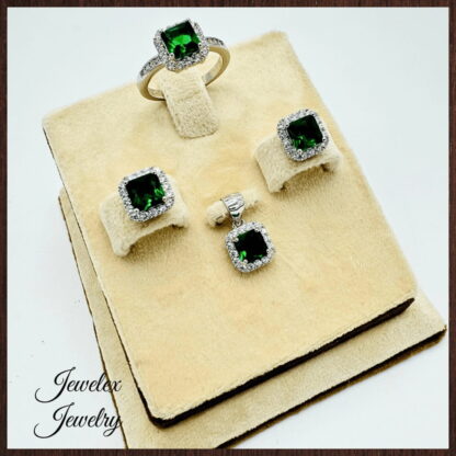 square emerald zircon pendant set - Image 2