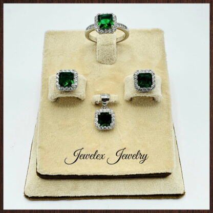 square emerald zircon pendant set