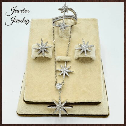 charm silver zircon pendant set