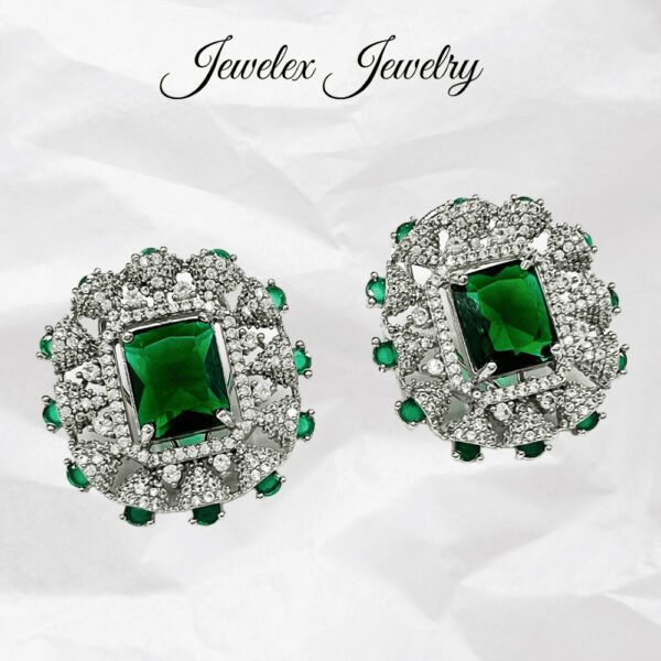 Emerald zircon elite silver earrings
