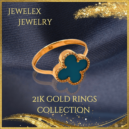 21k gold ring style vancleef teal