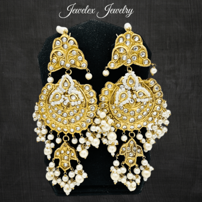 sahar kundan and pearls traditional earrings