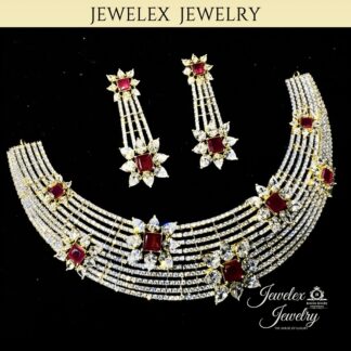 floral diamond style necklace set