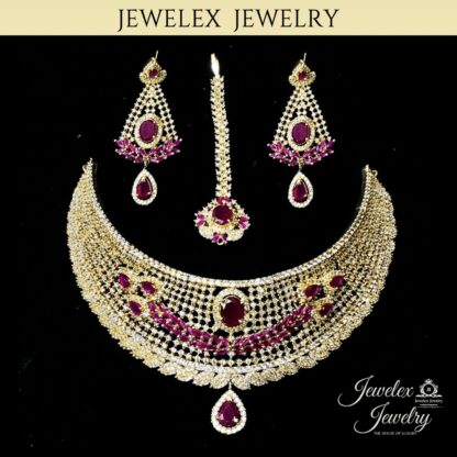 ruby diamond style necklace set