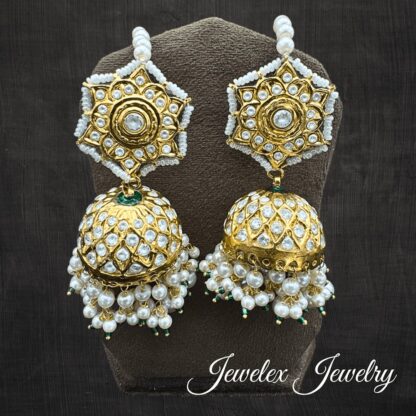 kundan and pearls jhumka earrings