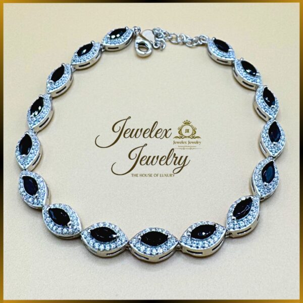 Black diamond style 925 silver bracelet
