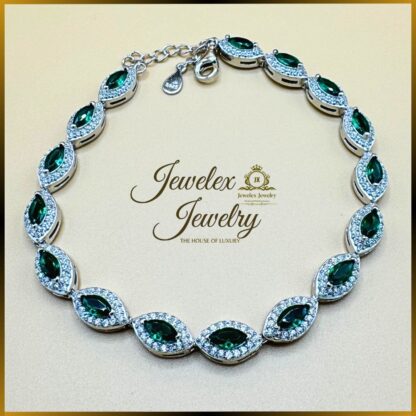 Emerald diamond style 925 silver bracelet