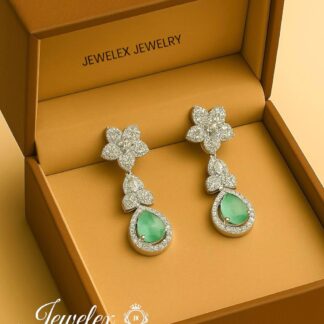 (aqua 4) everyday elegance earrings in silver rhodium plated diamond simulants