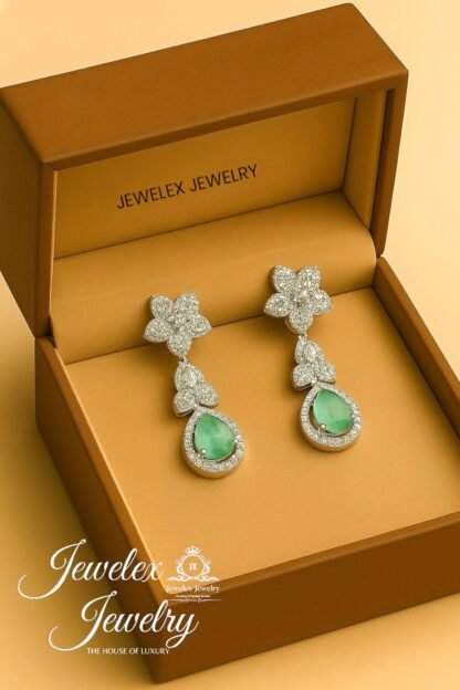 (aqua 4) everyday elegance earrings in silver rhodium plated diamond simulants