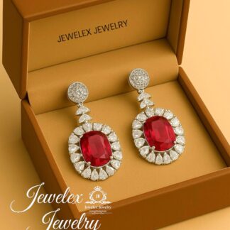 (crimson 2) everyday elegance earrings in silver rhodium plated diamond simulants