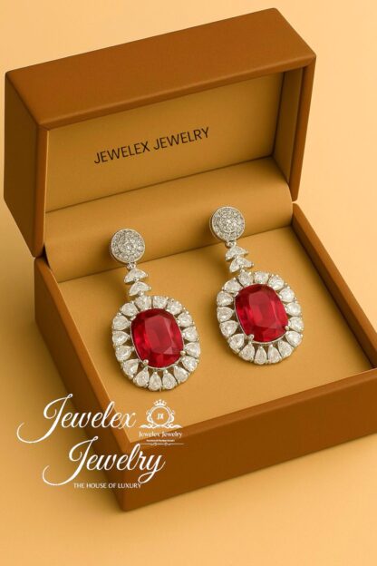 (crimson 2) everyday elegance earrings in silver rhodium plated diamond simulants