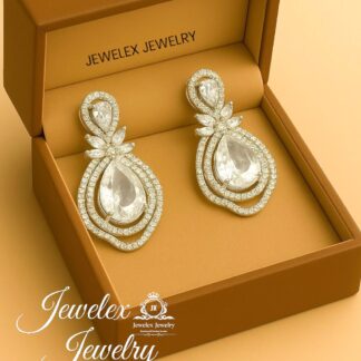 (silver 4) everyday elegance earrings in 925 silver diamond simulants