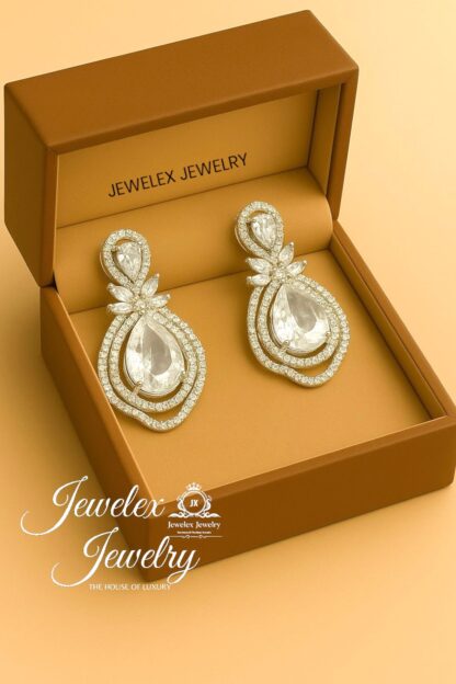 (silver 4) everyday elegance earrings in 925 silver diamond simulants