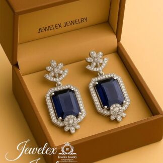 (blue 2) everyday elegance earrings in silver rhodium plated diamond simulants