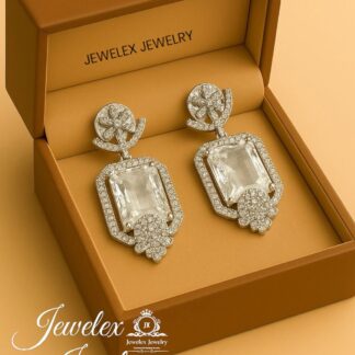 (silver 3) everyday elegance earrings in 925 silver diamond simulants
