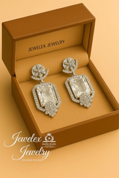 (silver 3) everyday elegance earrings in 925 silver diamond simulants