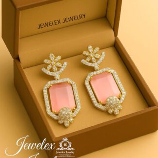 (pink 3) everyday elegance earrings in silver rhodium plated diamond simulants
