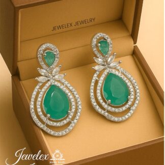 (aqua 3) everyday elegance earrings in silver rhodium plated diamond simulants