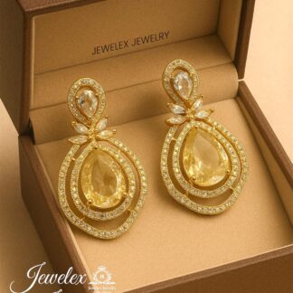 (amber 2) everyday elegance earrings in silver rhodium plated diamond simulants