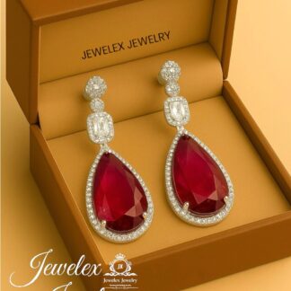 (crimson 1) everyday elegance earrings in silver rhodium plated diamond simulants