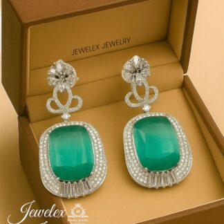 (aqua 2) everyday elegance earrings in silver rhodium plated diamond simulants