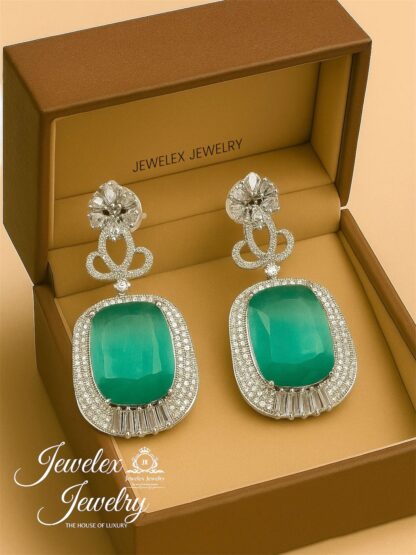 (aqua 2) everyday elegance earrings in silver rhodium plated diamond simulants