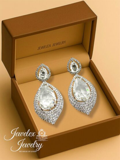 (silver 2) everyday elegance earrings in 925 silver diamond simulants