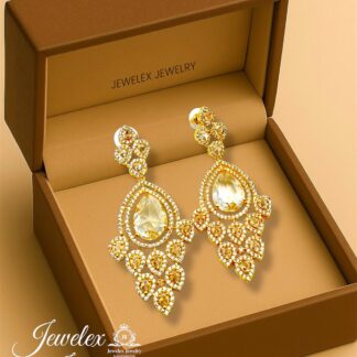 (amber 1) everyday elegance earrings in silver rhodium plated diamond simulants