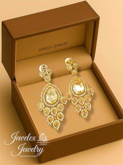 (amber 1) everyday elegance earrings in silver rhodium plated diamond simulants