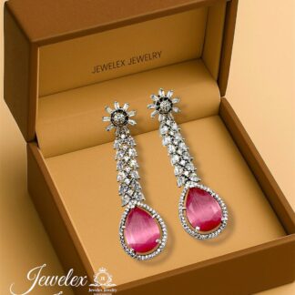 (pink 1) everyday elegance earrings in silver rhodium plated diamond simulants