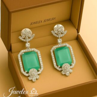 (aqua 1) everyday elegance earrings in silver rhodium plated diamond simulants