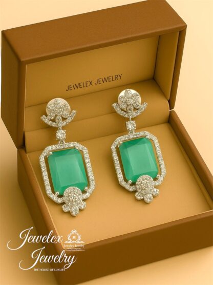 (aqua 1) everyday elegance earrings in silver rhodium plated diamond simulants