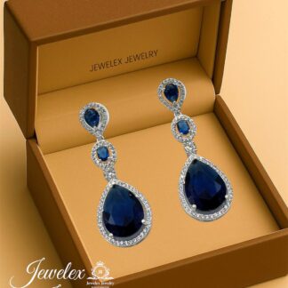 (blue 1) everyday elegance earrings in silver rhodium plated diamond simulants