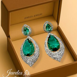 (green 3) everyday elegance earrings in silver rhodium plated diamond simulants