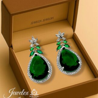 (green 1) everyday elegance earrings in 925 silver diamond simulants
