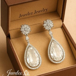(silver 5) everyday elegance earrings in 925 silver diamond simulants