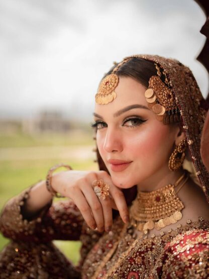 coins style gold plated south asian bridal jewelry set - Image 2