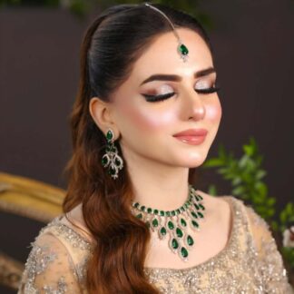 verdant green necklace set rhodium plated