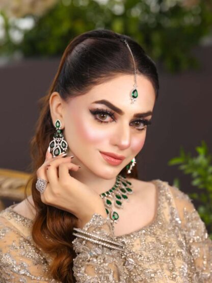 verdant green necklace set rhodium plated - Image 3