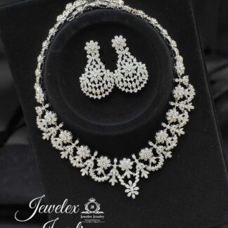 intricate floral motifs silver necklace set