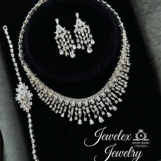 diamond cut style silver necklace set