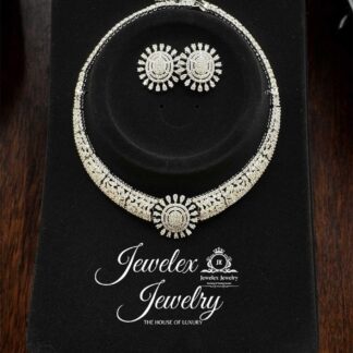 sunburst style silver toned necklace set