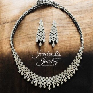 beauty of light delicate fringe of pear-cut silver necklace set