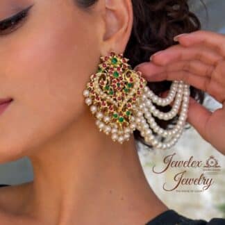 traditional naurattan pearls sahara earrings