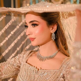 signature sparkle diamond style jewelry set in silver