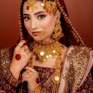 look 1 of a royal moment with traditional gold style jewelry