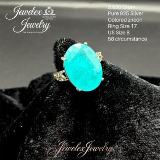oval-cut turquoise zircon pure 925 silver ring wgt5.830
