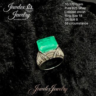 emerald-cut green zircon 925 silver ring wgt10.170