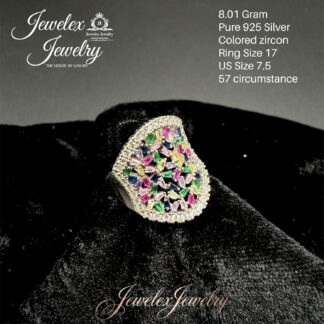 multi-color zircon mosaic 925 silver ring wgt8.01